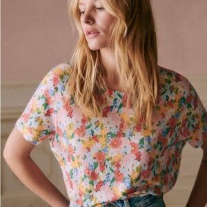 Sezane André T-shirt, Pastel Flowers, Size M